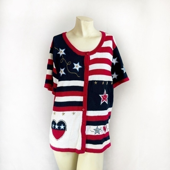 Knit & Pearl Knitted Americana Vintage Sweater - Picture 1 of 7